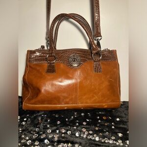 Giani Bernini Leather Shoulder / Crossbody Tote Bag Purse (Brown)